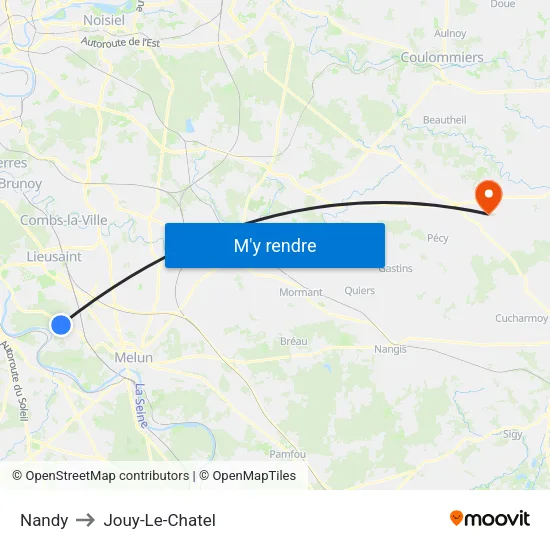 Nandy to Jouy-Le-Chatel map