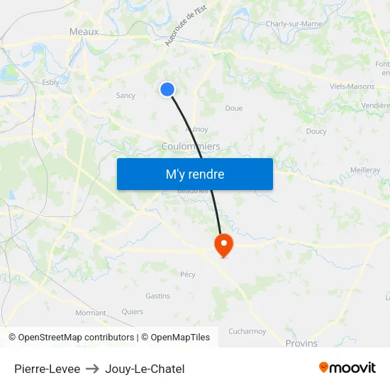 Pierre-Levee to Jouy-Le-Chatel map