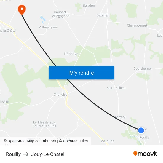 Rouilly to Jouy-Le-Chatel map
