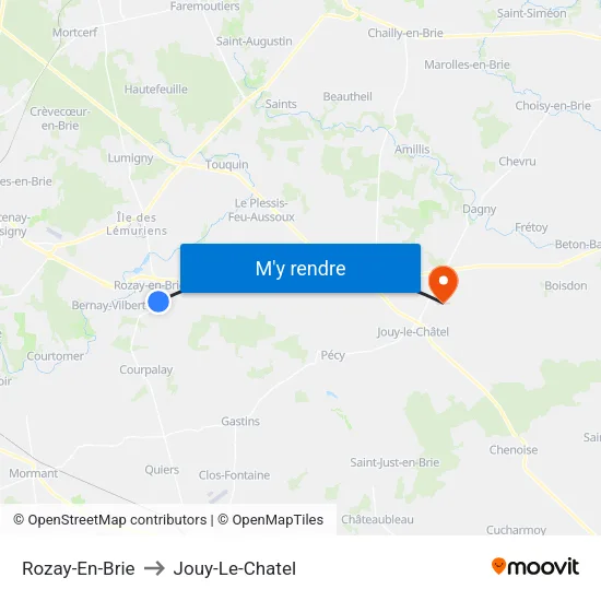 Rozay-En-Brie to Jouy-Le-Chatel map