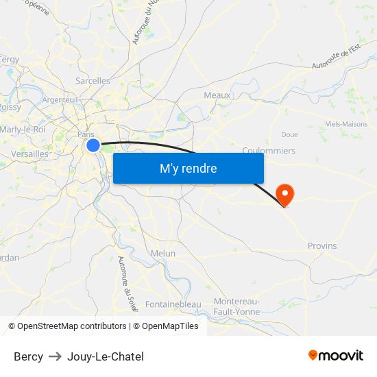 Bercy to Jouy-Le-Chatel map