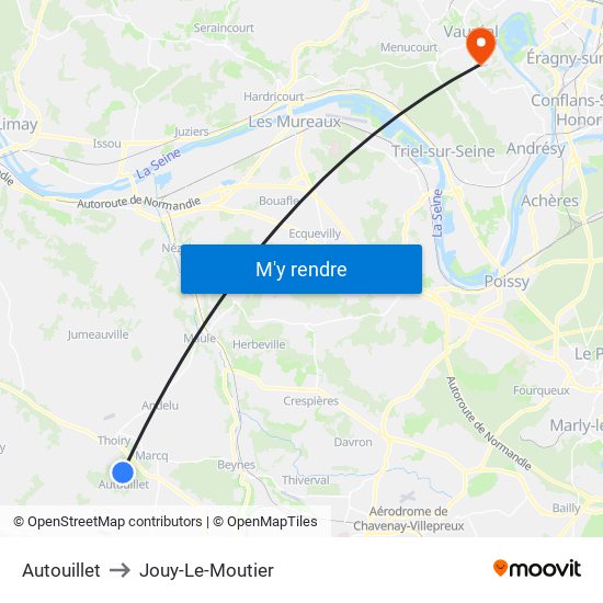 Autouillet to Jouy-Le-Moutier map