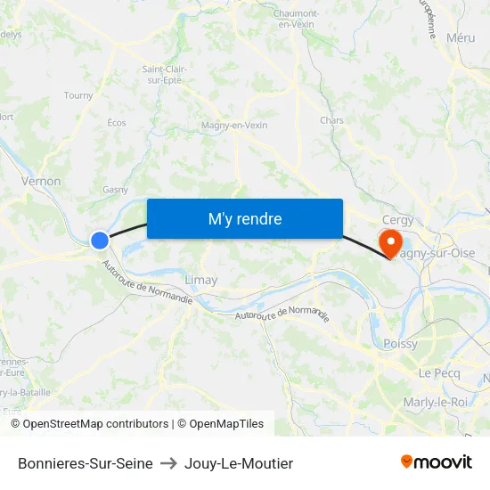 Bonnieres-Sur-Seine to Jouy-Le-Moutier map