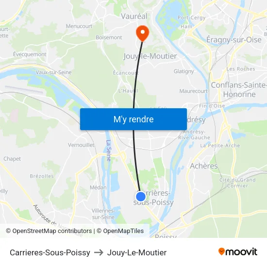 Carrieres-Sous-Poissy to Jouy-Le-Moutier map