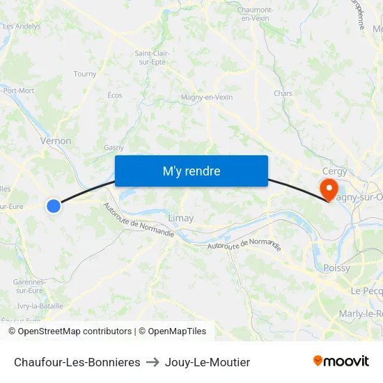Chaufour-Les-Bonnieres to Jouy-Le-Moutier map