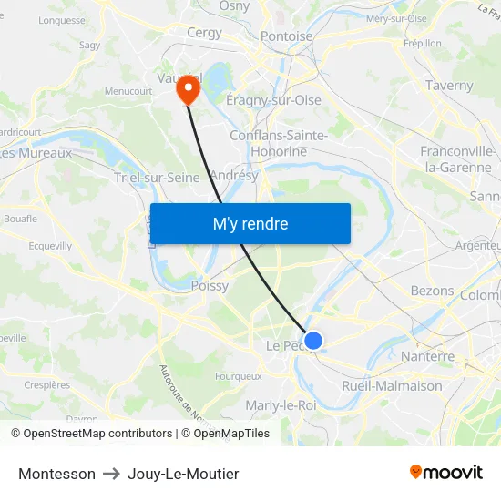 Montesson to Jouy-Le-Moutier map