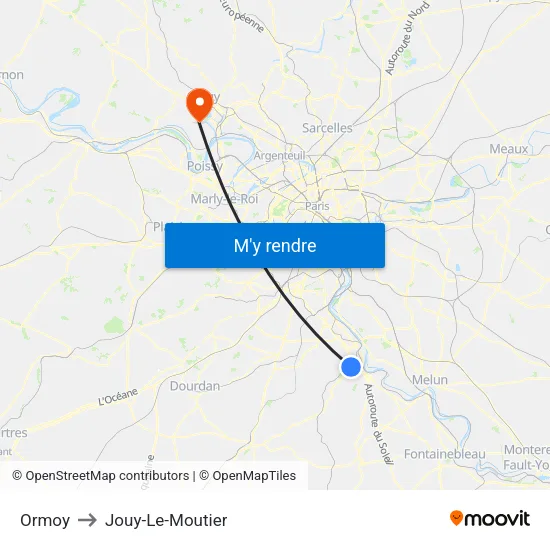 Ormoy to Jouy-Le-Moutier map
