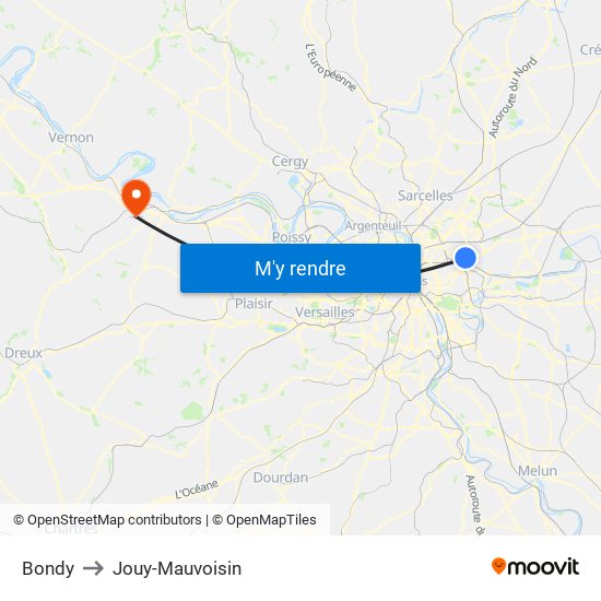 Bondy to Jouy-Mauvoisin map