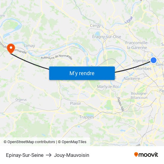 Epinay-Sur-Seine to Jouy-Mauvoisin map