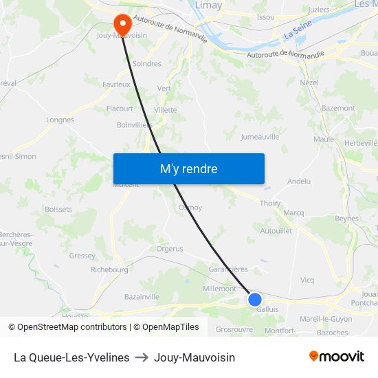 La Queue-Les-Yvelines to Jouy-Mauvoisin map