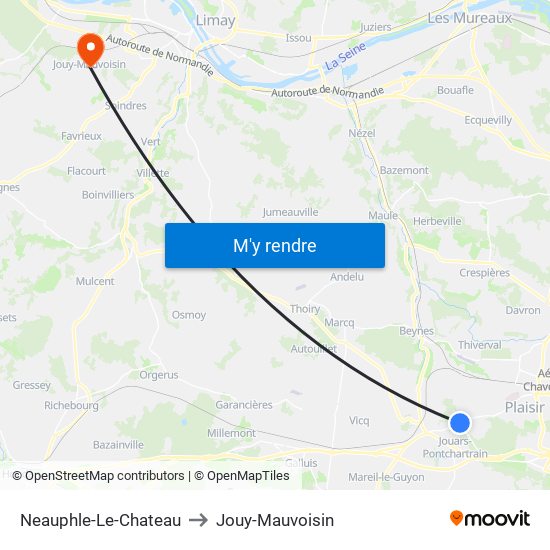 Neauphle-Le-Chateau to Jouy-Mauvoisin map