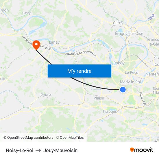 Noisy-Le-Roi to Jouy-Mauvoisin map