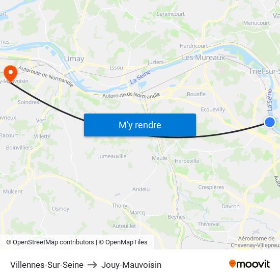 Villennes-Sur-Seine to Jouy-Mauvoisin map