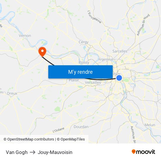 Van Gogh to Jouy-Mauvoisin map
