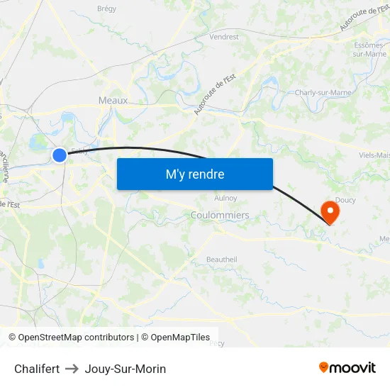 Chalifert to Jouy-Sur-Morin map