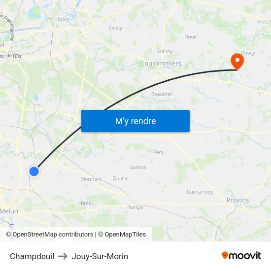 Champdeuil to Jouy-Sur-Morin map