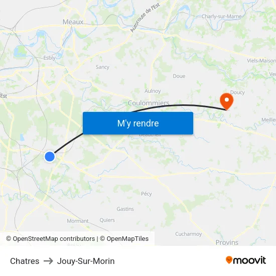 Chatres to Jouy-Sur-Morin map