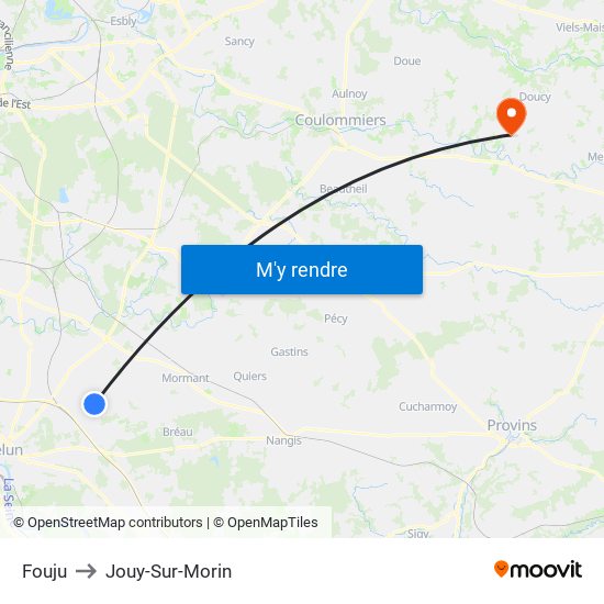 Fouju to Jouy-Sur-Morin map