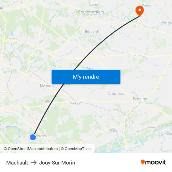 Machault to Jouy-Sur-Morin map