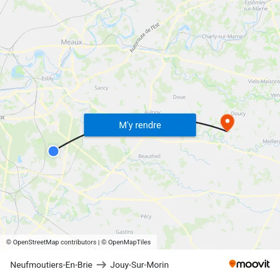 Neufmoutiers-En-Brie to Jouy-Sur-Morin map