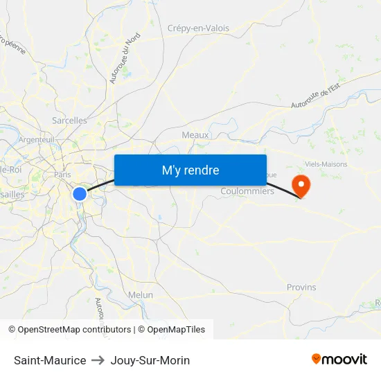 Saint-Maurice to Jouy-Sur-Morin map