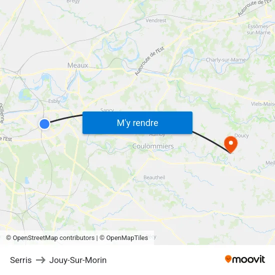 Serris to Jouy-Sur-Morin map