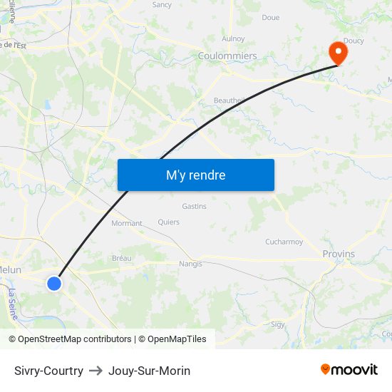 Sivry-Courtry to Jouy-Sur-Morin map