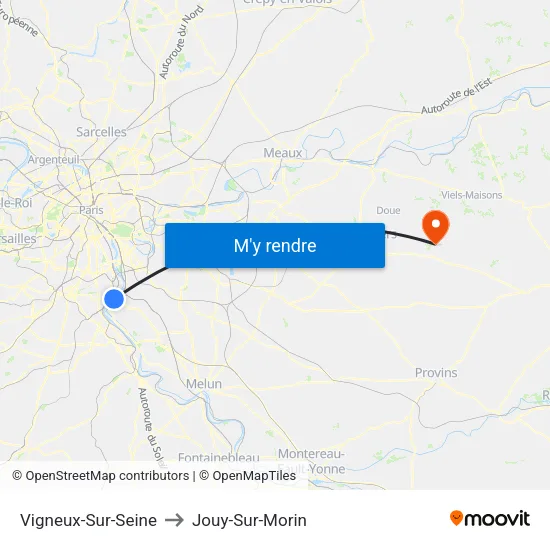 Vigneux-Sur-Seine to Jouy-Sur-Morin map