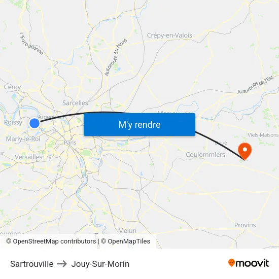 Sartrouville to Jouy-Sur-Morin map