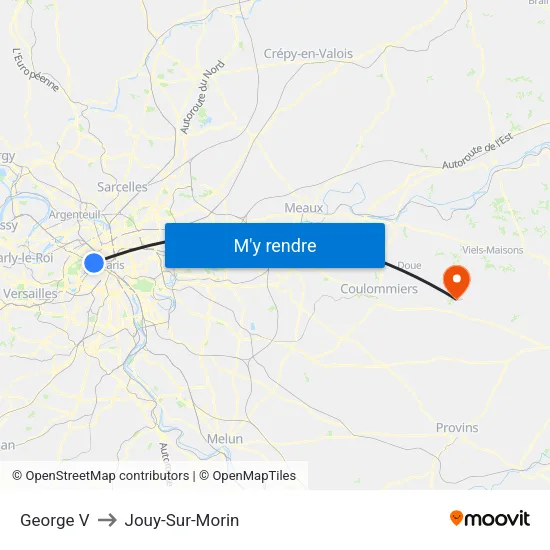 George V to Jouy-Sur-Morin map
