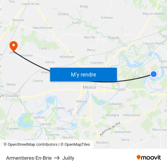 Armentieres-En-Brie to Juilly map