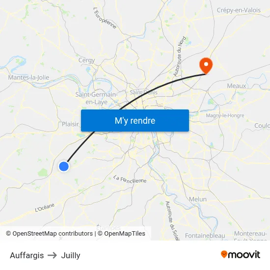 Auffargis to Juilly map