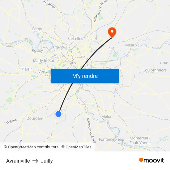 Avrainville to Juilly map