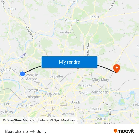 Beauchamp to Juilly map