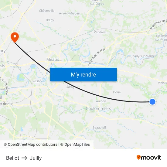 Bellot to Juilly map