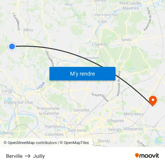 Berville to Juilly map