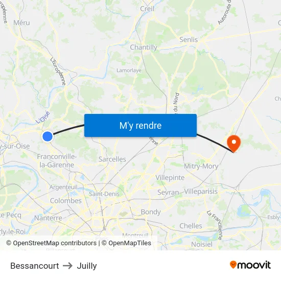 Bessancourt to Juilly map