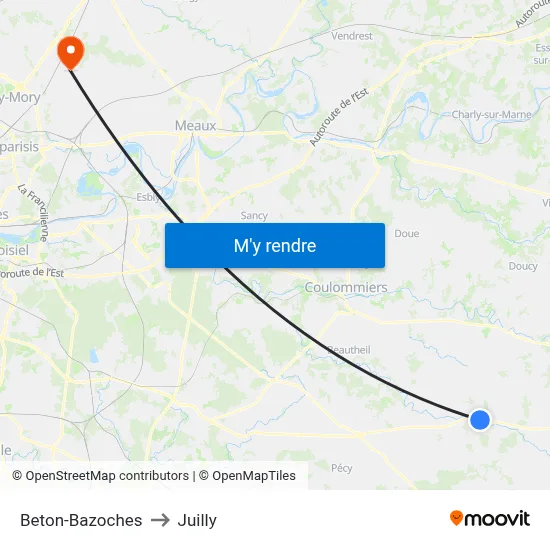 Beton-Bazoches to Juilly map