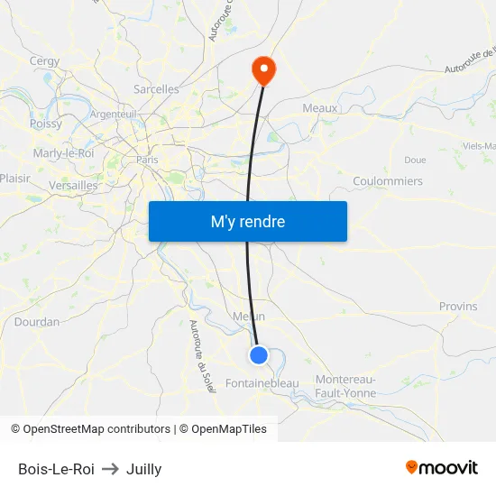 Bois-Le-Roi to Juilly map