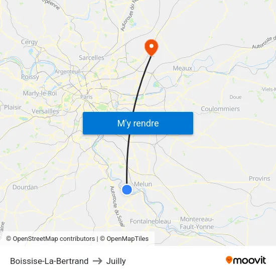 Boissise-La-Bertrand to Juilly map