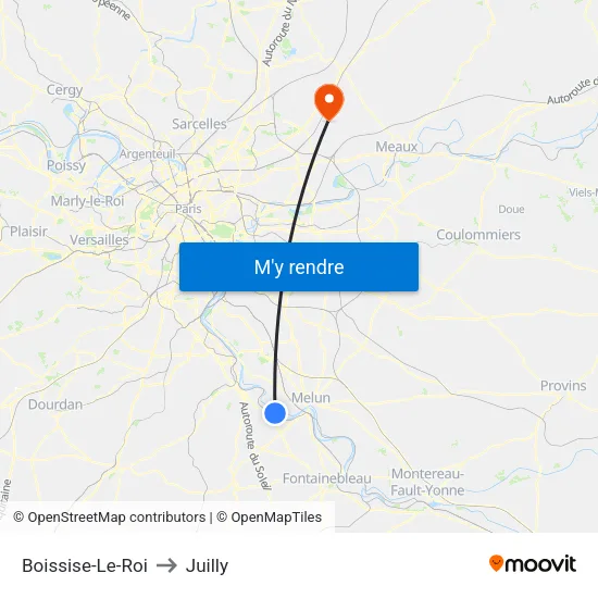 Boissise-Le-Roi to Juilly map