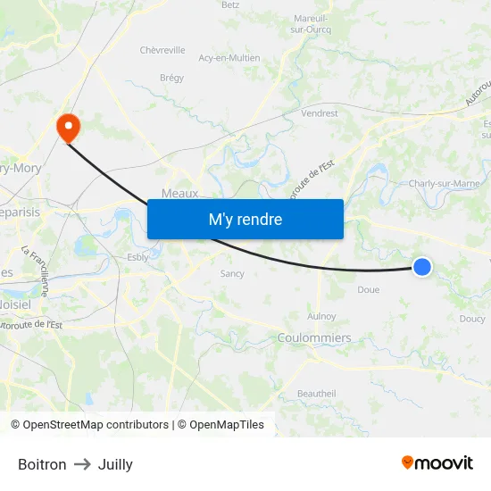 Boitron to Juilly map