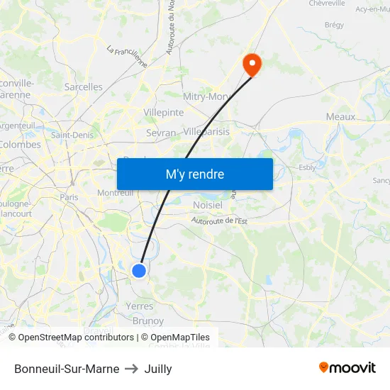 Bonneuil-Sur-Marne to Juilly map