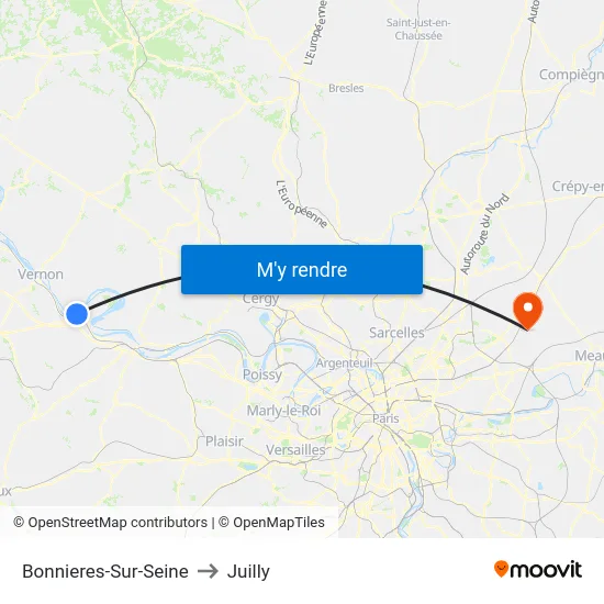 Bonnieres-Sur-Seine to Juilly map