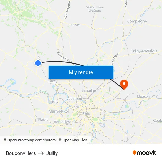 Bouconvillers to Juilly map