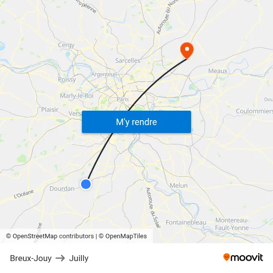 Breux-Jouy to Juilly map