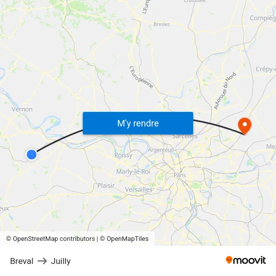 Breval to Juilly map