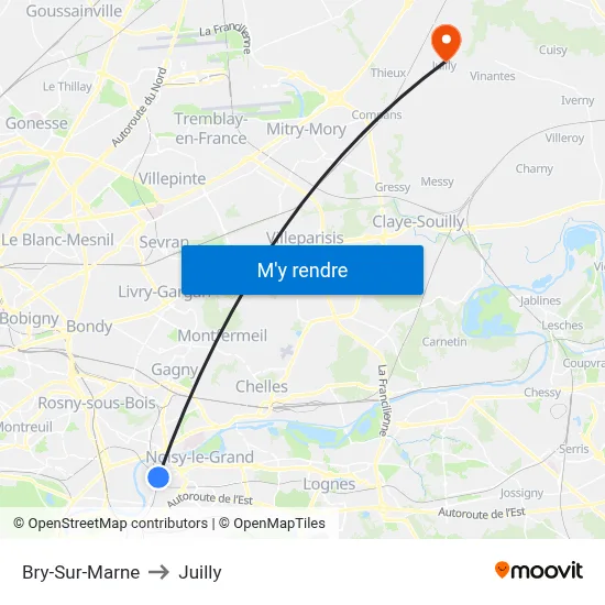 Bry-Sur-Marne to Juilly map