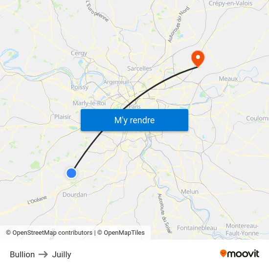 Bullion to Juilly map
