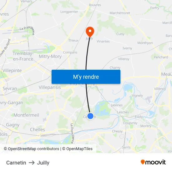 Carnetin to Juilly map